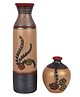 AAKRITI ART CREATIONS Vase Earthen Simmer Gold Madhubani (Set of 2)