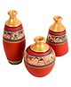 AAKRITI ART CREATIONS Vase Earthen Red Madhubani (Set of 3)