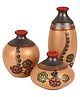 AAKRITI ART CREATIONS Vase Earthen Simmer Gold Madhubani (So3)