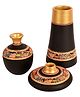 AAKRITI ART CREATIONS Vase Earthen Black Madhubani (Set of 3)