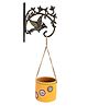 AAKRITI ART CREATIONS Yellow Warli Terracotta Hanging Planter with Metal Stand