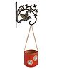 AAKRITI ART CREATIONS Red Rose Terracotta Hanging Planter with Metal Stand