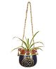 AAKRITI ART CREATIONS Blue-Brown Earthen Planter Pot with Jute Hanger