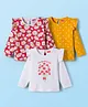 Babyhug 100% Cotton Knit Full Sleeves T-Shirts with Frill Detailing Polka Dots & Floral Print Pack of 3 - Red Yellow & White