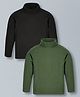 Plum Tree 100% Cotton Knit Pack Of 2 Full Sleeves Solid Tees - Green & Black Charcoal