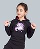 Plum Tree 100% Cotton Knit Full Sleeves Unicorn Printed Light Winter Hoodie - Jet Black