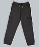 Plum Tree Cotton Knit Cargo Pocket Solid Jogger Pants - Black Charcoal