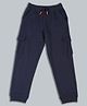 Plum Tree Cotton Knit Cargo Pocket Solid Jogger Pants - Navy Blue