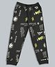 Plum Tree Cotton Knit Typography Printed Jogger Pants - Black Charcoal