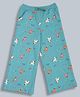 Plum Tree 100% Cotton Knit Unicorn Printed Wide Legged Pants - Teal Blue