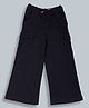 Plum Tree 100% Cotton Knit Solid Wide Legged Cargo Pants - Jet Black