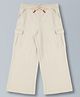 Plum Tree 100% Cotton Knit Solid Wide Legged Cargo Pants  - Beige