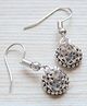 Pretty Ponytails Navratri Theme Silver Plated Ethnic Designed Oxidized Drop Ear Rings - Silver
