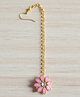 Pretty Ponytails Wedding Theme Gold Plated Floral Designed Maang Teeka - Pink