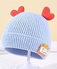 Babymoon Cotton Heart Embellished Stretchable Cap - Blue - Circumference - 17 Cm