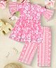 Bella Moda Cotton Woven Half Bell Sleeves Floral Printed Gota Lace Embellished Kurti & Salwar Set - Pink