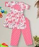 Bella Moda Cotton Woven Half Sleeves Floral Printed Gota Lace Embellished Kurti & Salwar Set - Pink