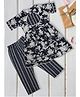 Bella Moda Cotton Woven Half Sleeves Floral Printed Gota Lace Embellished Kurti & Salwar Set - Black