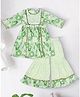 Bella Moda Cotton Woven Three Fourth Sleeves Floral Printed Gota Lace Embellished Kurti & Sharara Set - Green