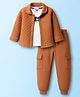 Babyhug Single Jersey Knit Full Sleeves Solid Color Shirt & Joggers Set with Inner Tee - Brown