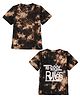 Funkrafts Cotton Knit Half Sleeves Too Cool For Rules Text Printed Tie Dye Tee - Brown