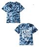 Funkrafts Cotton Knit Half Sleeves Fast & Fearless Text Printed Tie Dye Tee - Blue