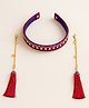 CHOKO Navratri Theme Tassels Detailed Mirror Work Beads Embellished Hair Band - Purple Red & Golden