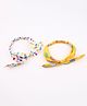 CHOKO  Set Of 2 Candy Printed & Bunny Knot Detailed Headband - Multi Colour White & Yellow