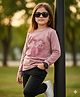 Fort Divine Cotton Knit Full Sleeves Lisewike Text Printed Tee - Onion Pink