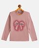Fort Divine Cotton Knit Full Sleeves Lisewike Text Printed Tee - Onion Pink