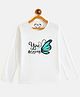 Fort Divine Cotton Knit Full Sleeves Butterfly Printed Tee - White