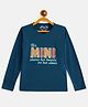 Fort Divine Cotton Knit Full Sleeves Mini Text Printed Tee - Teal Blue