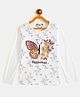 Fort Divine Cotton Knit Full Sleeves Butterfly Printed Tee - White