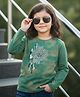 Fort Divine Cotton Knit Full Sleeves Floral Printed Tee - Green