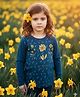 Fort Divine Cotton Knit Full Sleeves Floral Printed Tee - Teal