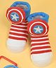 Yellow Bee Cotton Marvel Featuring Captain America 3D Applique Shield & Striped  Socks - Multi Colour