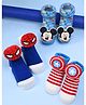 Yellow Bee Cotton Pack Of 3 Marvel & Disney Featuring Captain America Shield  Spider Man & Mickey Mouse  3D Applique Socks - Multi Colour