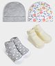 Mi Arcus Cotton Knit Pack Of 2 Fruits & Polka Dots Designed Caps & Socks - Multi Colour