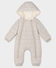 Mi Arcus Woven Full Sleeves Solid Heavy Winter Hooded Quilted Sleepsuit - Beige