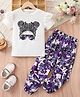 tior Woven Half Sleeves Hair & Sunglasses Printed Top With Trouser Set - Blue