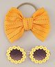 Babyhug Headband & Sunglasses With Bow & Floral Applique Combo Set- Yellow