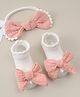 Bonfino Headband & Socks Combo Set with Bow Applique - Pink