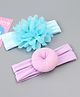 Babyhug Free Size Headbands With Floral & Bow Applique Pack of 2 - Blue & Purple