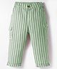 Ollypop Textile Woven Full Length Trouser Pant With Stripes & Pocket Detailing - Green