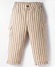 Ollypop Textile Woven Full Length Trouser Pant With Stripes & Pocket Detailing - Khaki