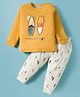 Ollypop Interlock Knit Full Sleeves T-Shirt and Joggers Set With Surf Board Print - Yellow