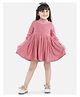 Fairies Forever Velvet Knit Three Fourth Sleeves Pearl Embellished  Dress - Pink