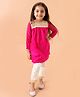 Fairies Forever Cotton Woven Three Fourth Sleeves Bandhani Printed  Kurti & Pant Set - Pink