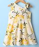 Kookie Kids Cotton Woven Sleeveless Frock With Floral Print and Tie Up Detailing - Yellow & White
