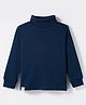 Ollypop Interlock Knit Full Sleeves Solid Color Turtle Neck T-Shirt - Navy Blue
